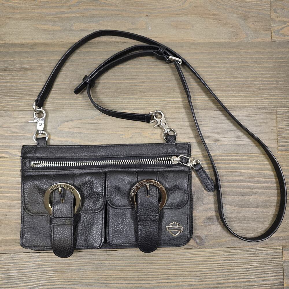 Harley Davidson - Leather Black Crossbody - Replacement Zipper Pull & Strap